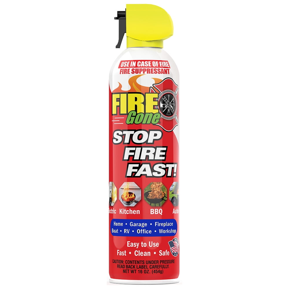 Fire Gone 16 oz Fire Extinguishing  Water Based Aerosol Suppressant  (Pk of 1) Class A, B, C Fires.