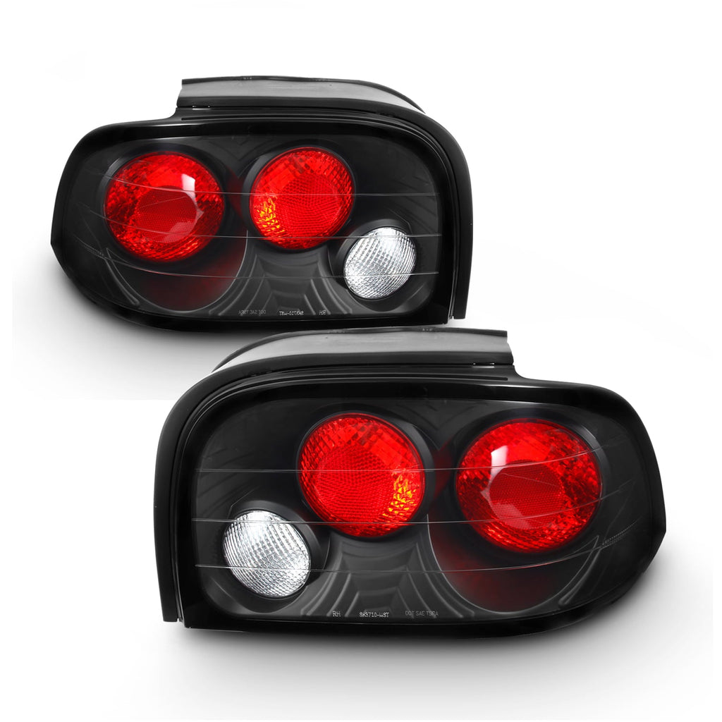 Fits 96-98 Ford Mustang Sport Coupe Black Tail Brake Lights Lamp Pair Left+Right