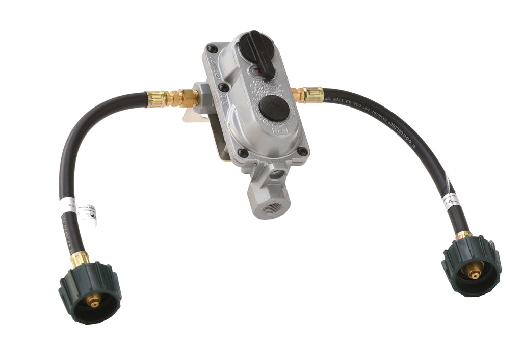 Flame King 2-Stage Auto Changeover Propane Gas RV Regulator Kit with 2 12" Pigtails