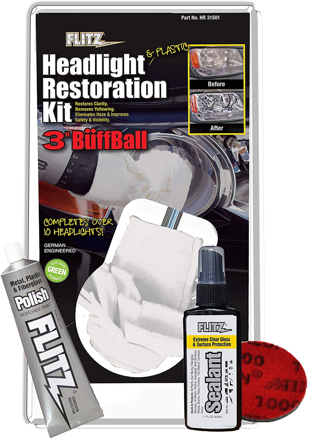 Flitz HR31501W Headlight and Plastic Restoration Deluxe Kit