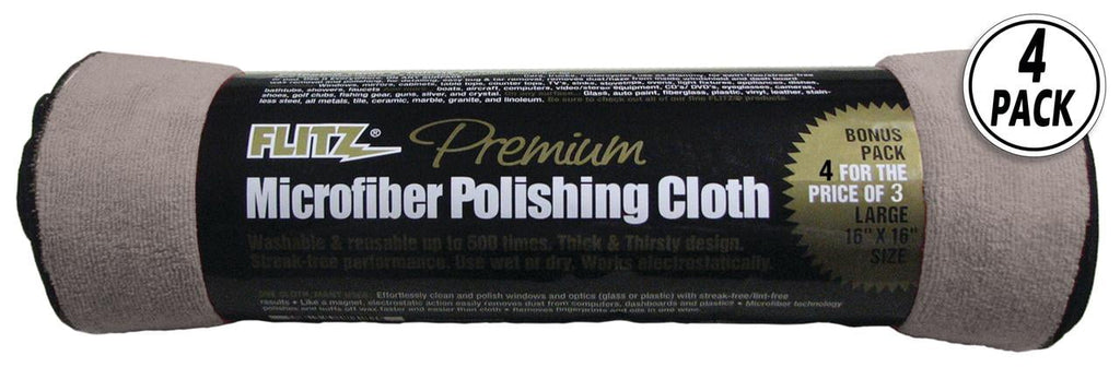 Flitz Microfiber Polishing Cloths - 16" x 16" - 4-Pack