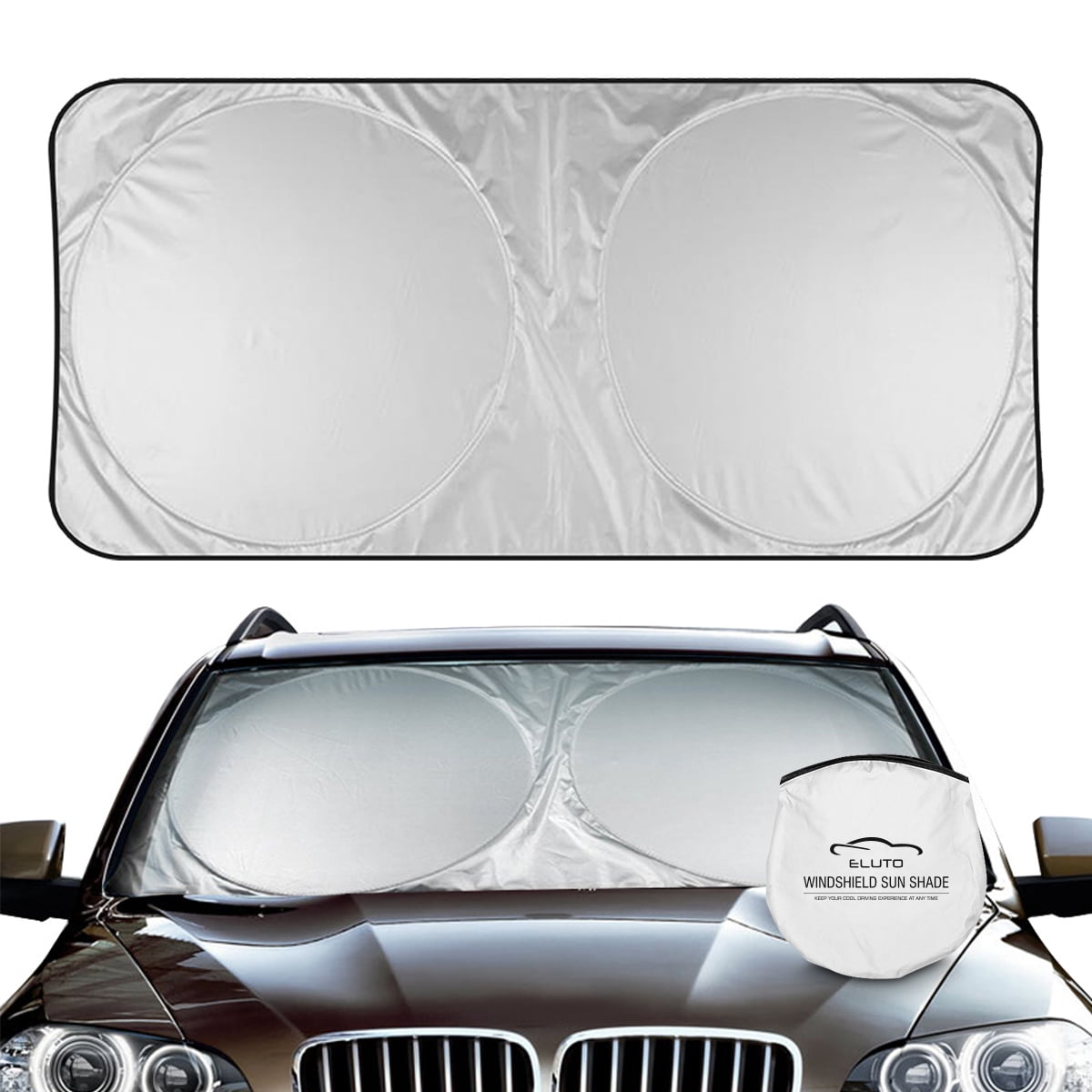 Foldable Car Windshield Sun Shade, Auto Sun Visor for UV Rays and Sun Heat Protection, Car Interior Accessories for Most Sedans SUV Truck, M Size - 59"L x 30"W