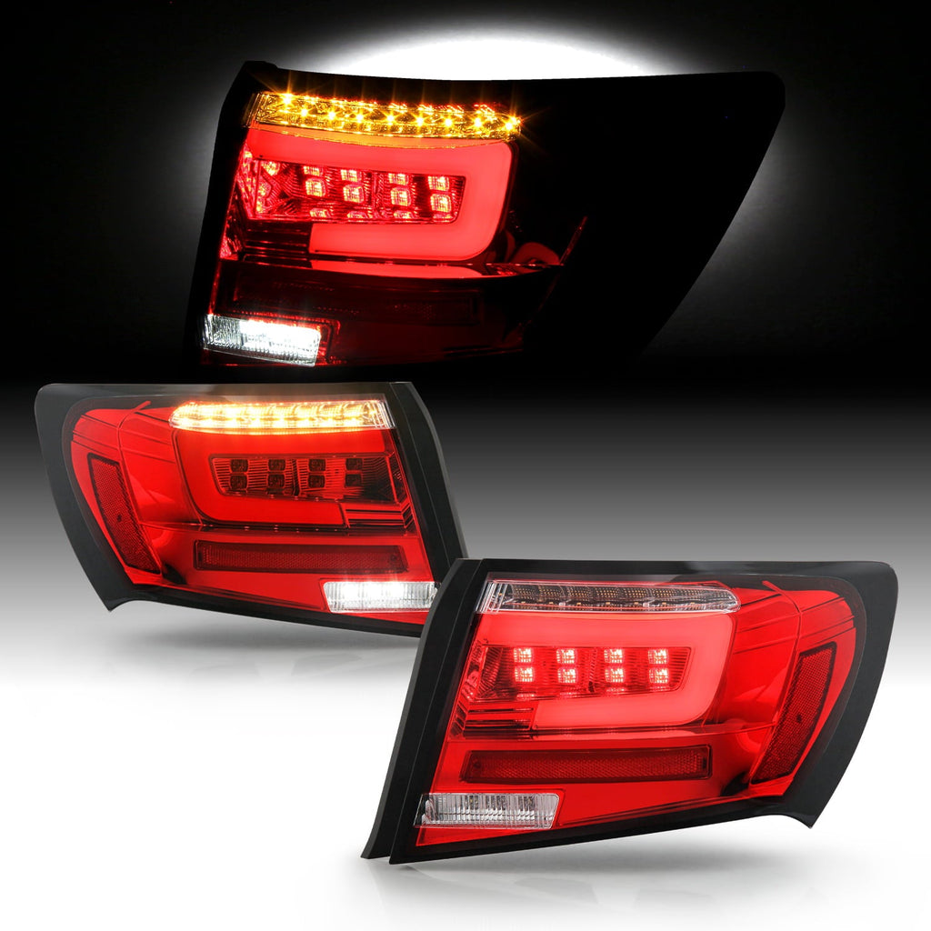 For 08-11 Subaru Impreza WRX Sedan [Full LED] Running Tube Red Tail Lights Pair
