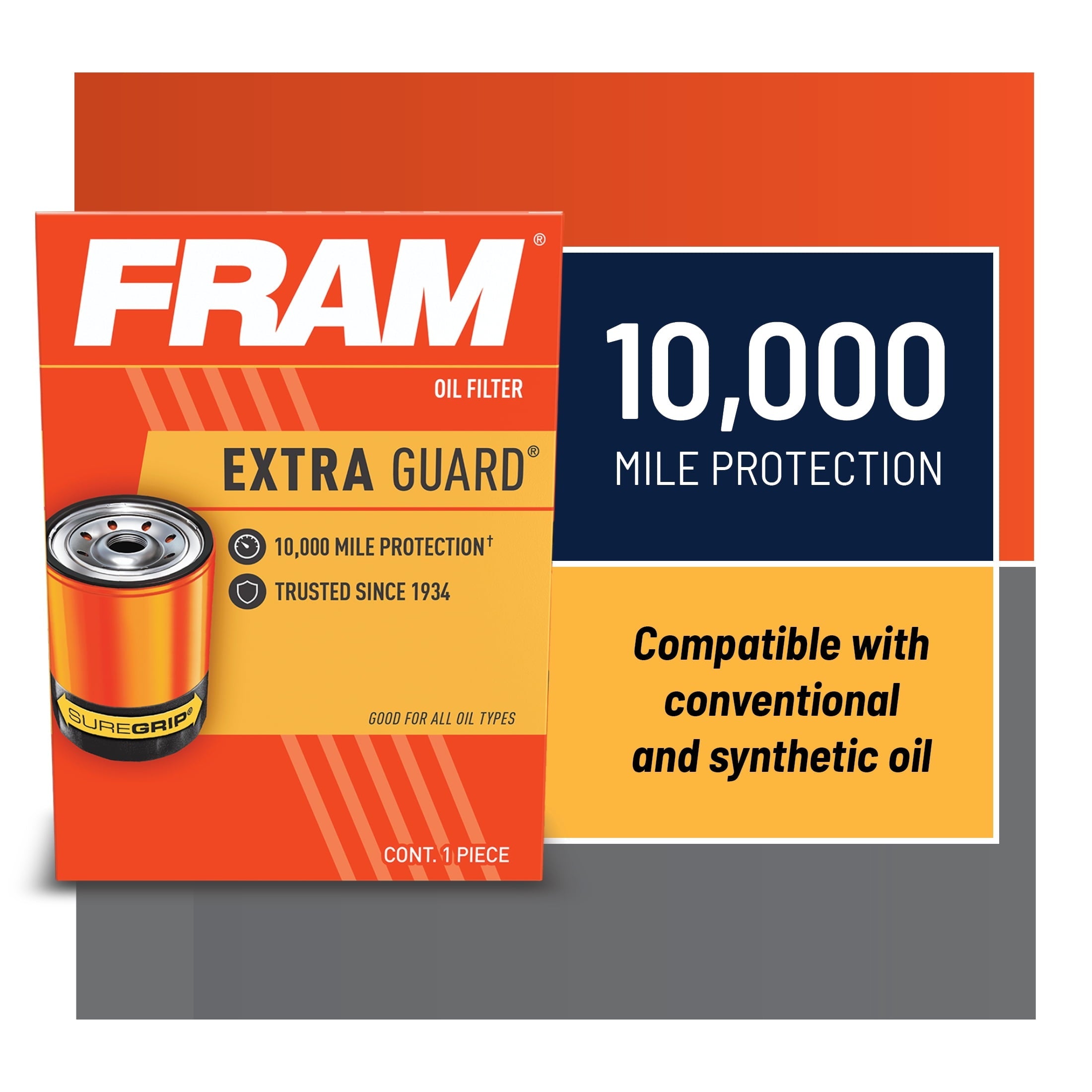 Fram Extra Guard Oil Filter, PH7317, 10K mile Replacement Oil Filter Fits select: 2002-2023 HONDA CR-V, 2001-2023 HONDA CIVIC