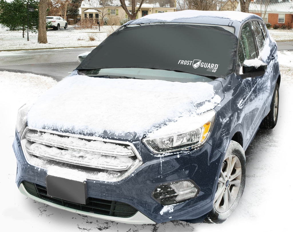 Frost Guard Go Windshield Cover for Snow and Ice, One Size, Security Panels, 61x32 inches, Black
