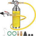 Furvclv AC Flush Kit, Car Air Conditioner System Clean Canister Flushing Tool Set Air Conditioning Pipe Cleaning Bottle for Auto R12 R22 R134A R404 R410A with 220PSI Gauge, Air Plug Fittings and Hose