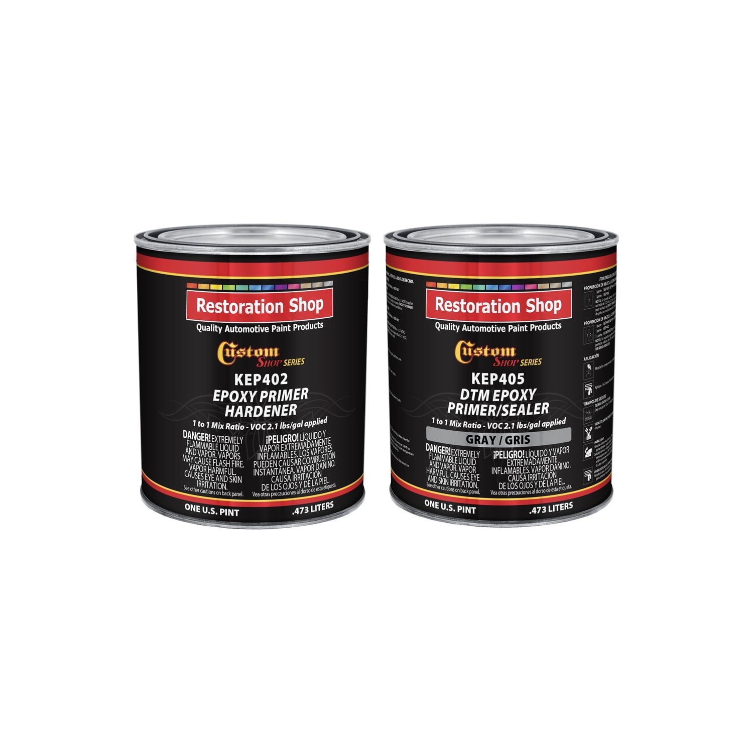 GRAY Epoxy Primer / Sealer 2.1 VOC (QUART KIT) - Anti-Corrosive DTM Direct to Metal Fast Dry Primer
