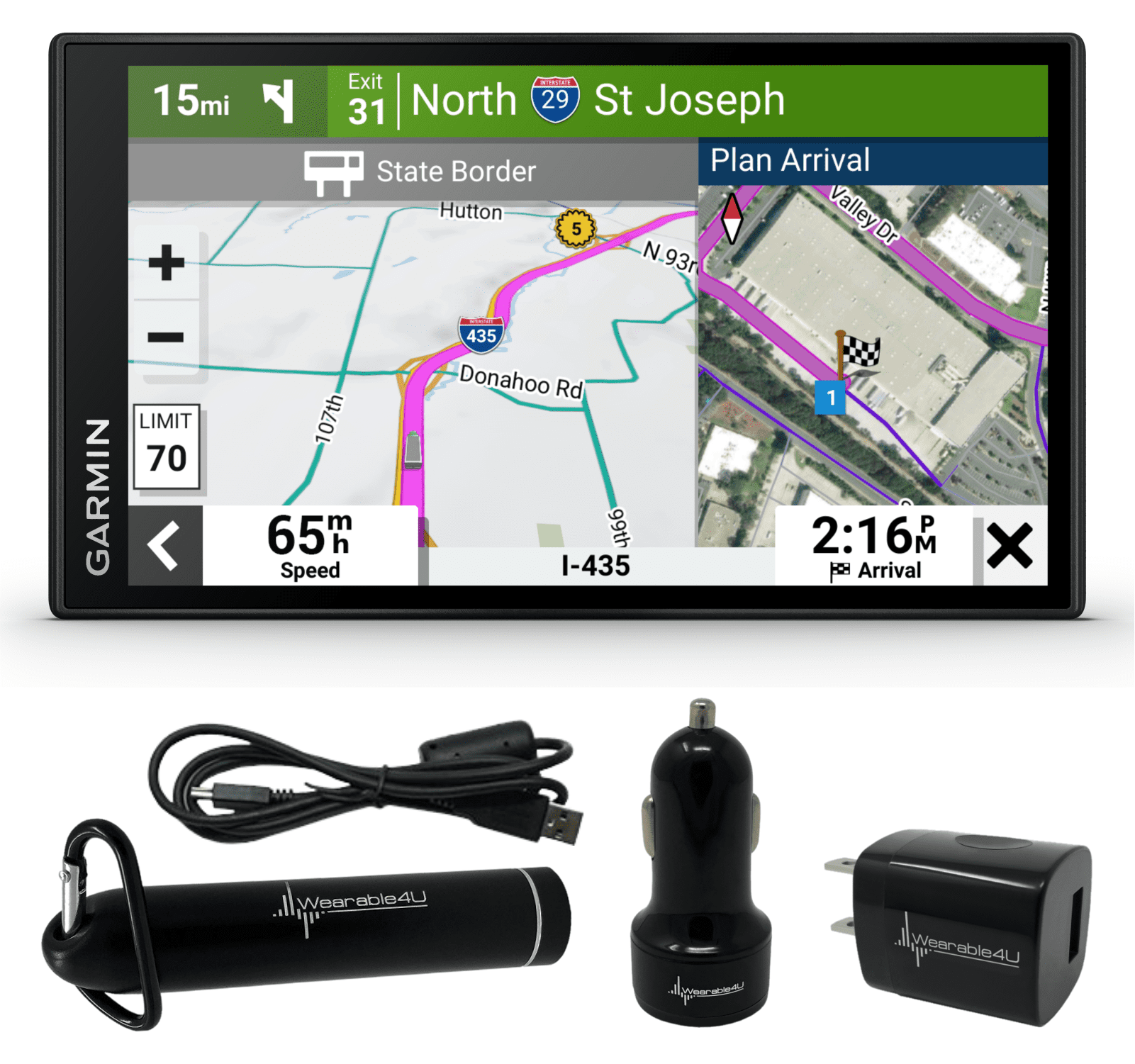 Garmin Dēzl OTR610 LargeEasy-to-Read 6" GPS Truck Navigator with Wearable4U Power Pack Bundle