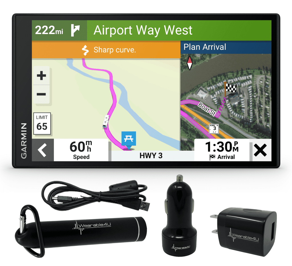 Garmin RV 795 GPS Navigator, Large, Easy-to-Read 7”, Custom RV Routing, High-Resolution Birdseye Satellite Imagery Unisex Adult with Wearable4U Power Pack Bundle