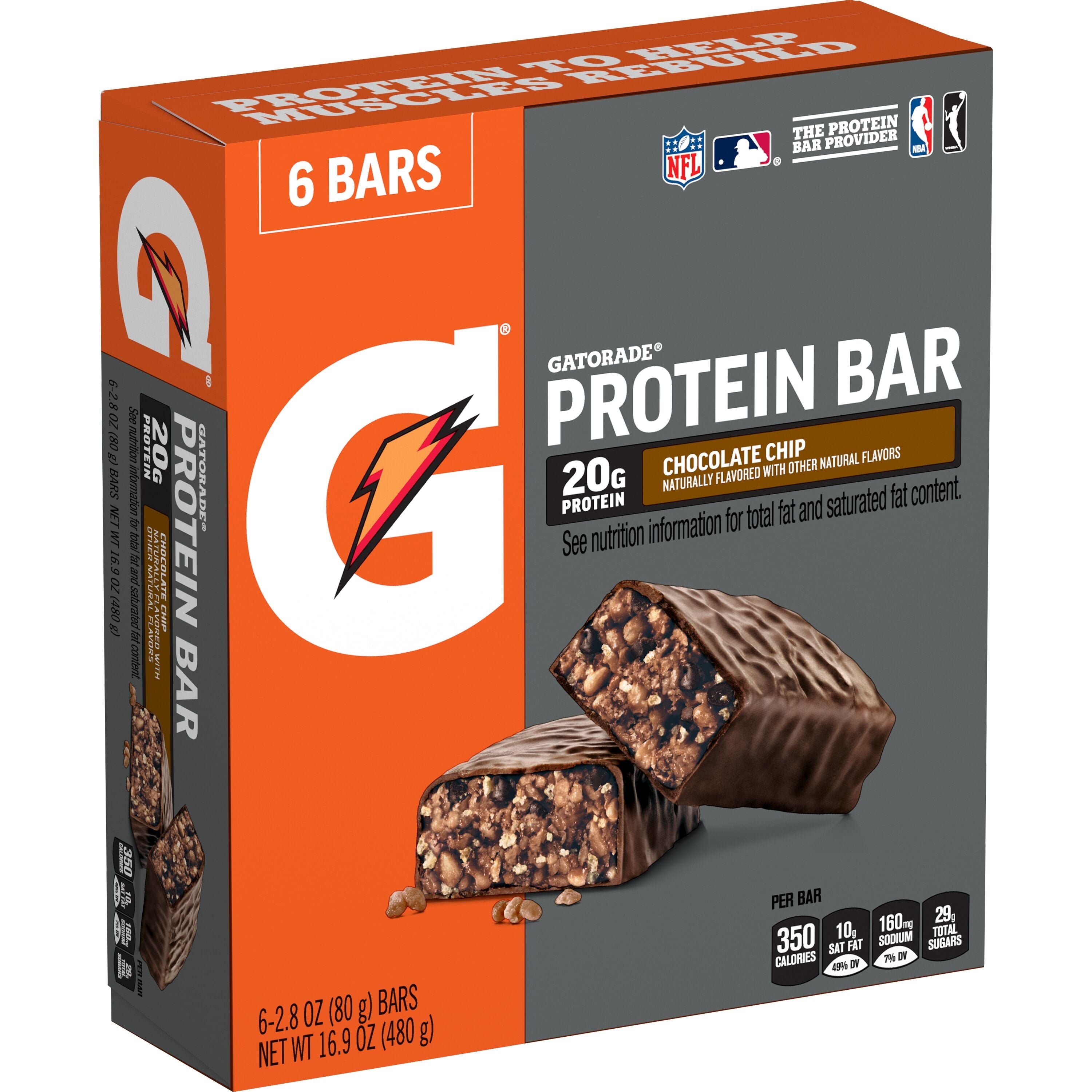 Gatorade Chocolate Chip Whey Protein Bars, 20g Protein, 6 Pk