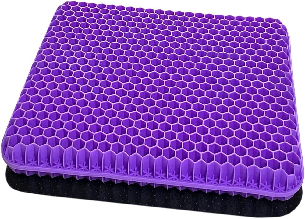 Gel Enhanced Seat Cushion for Long Sitting - Double Thick Honeycomb Breathable Design Egg Seat Cushion with Non-Slip Cover - Office Chair Car Cooling Seat Cushion - Computer Desk Pain Relief Pad