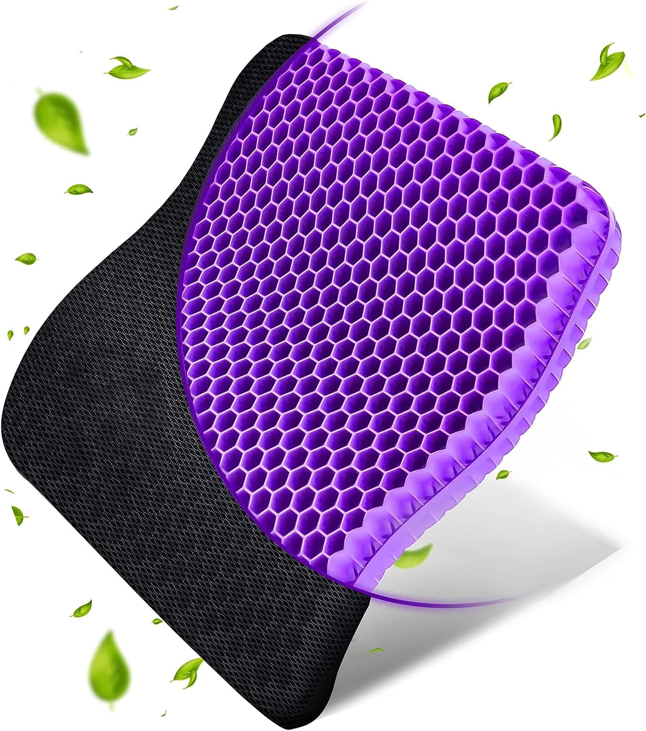 Gel Seat Cushion Pillow for Long Sitting – Office Chair Car Egg Seat Cushion with Non-Slip Cover for Back, Coccyx & Tailbone Pain Relief Pad - Pressure Reducing Honeycomb Designed for Comfort