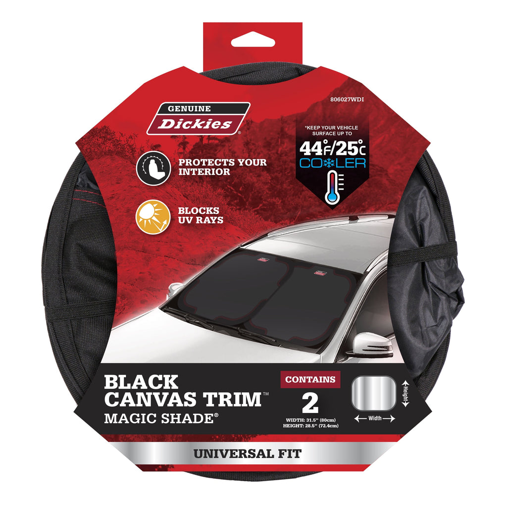 Genuine Dickies Canvas Trim Twist Auto Sunshades Universal Fit, Black, 806027WDI
