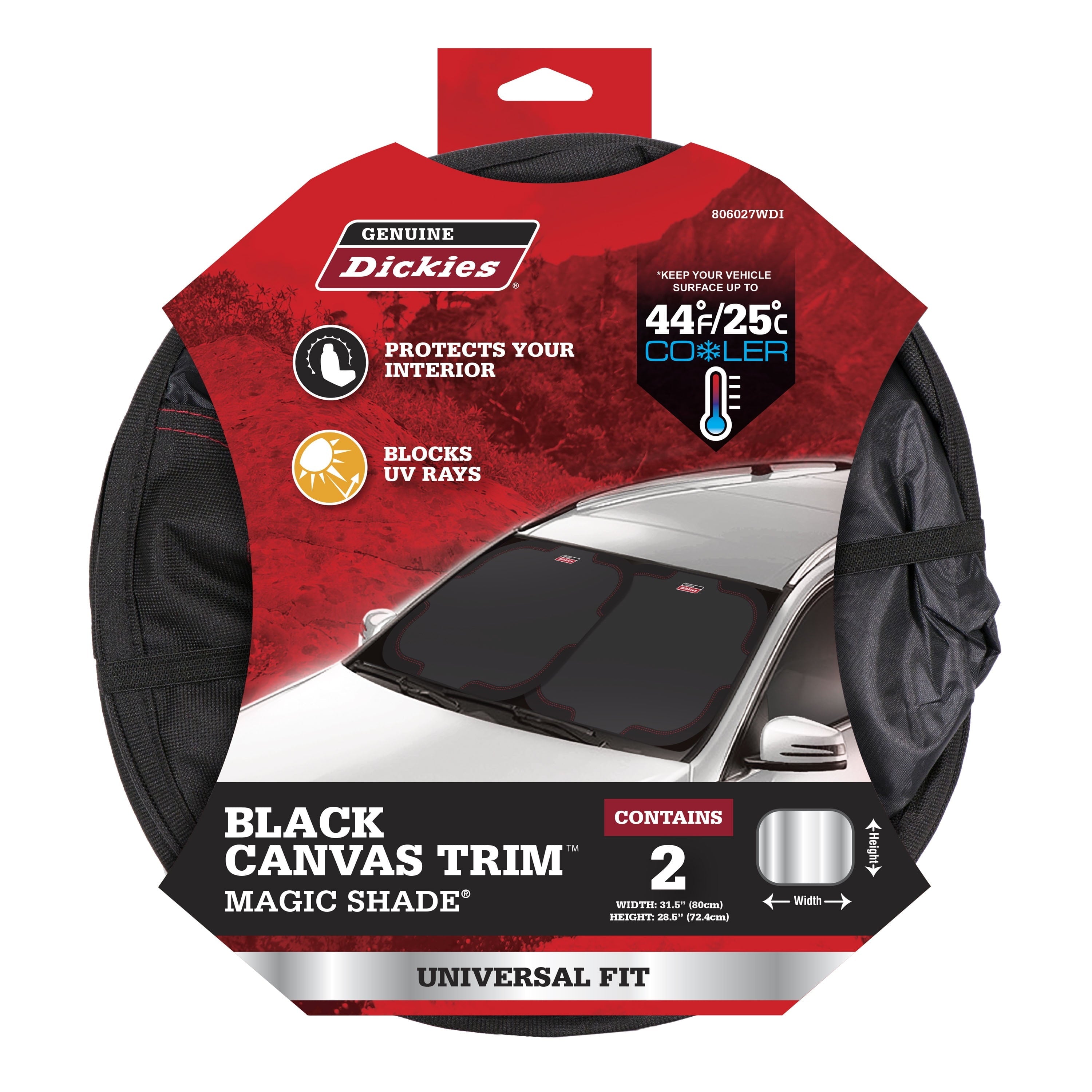 Genuine Dickies Canvas Trim Twist Auto Sunshades Universal Fit, Black, 806027WDI