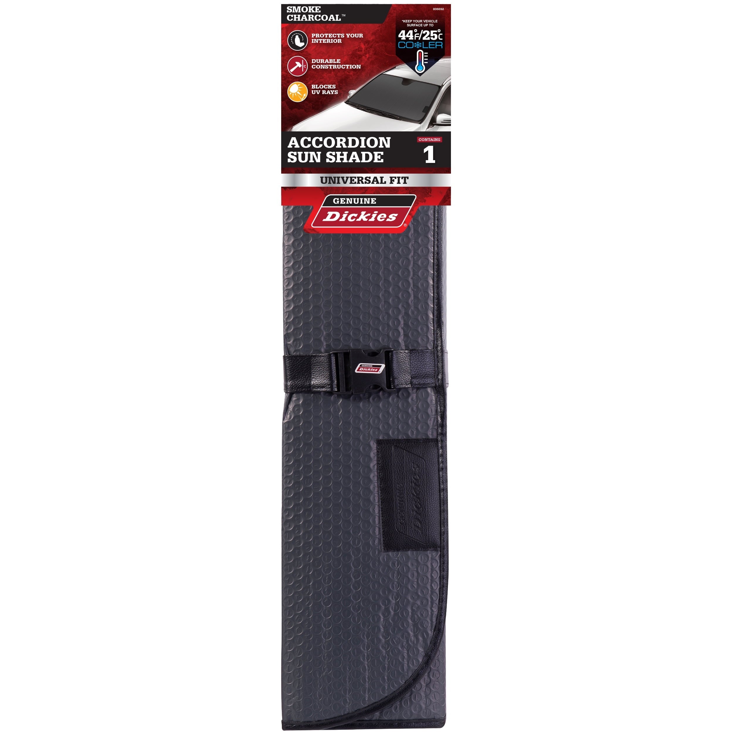 Genuine Dickies Universal Accordion Auto Sunshade, Smoke Charcoal, 806692