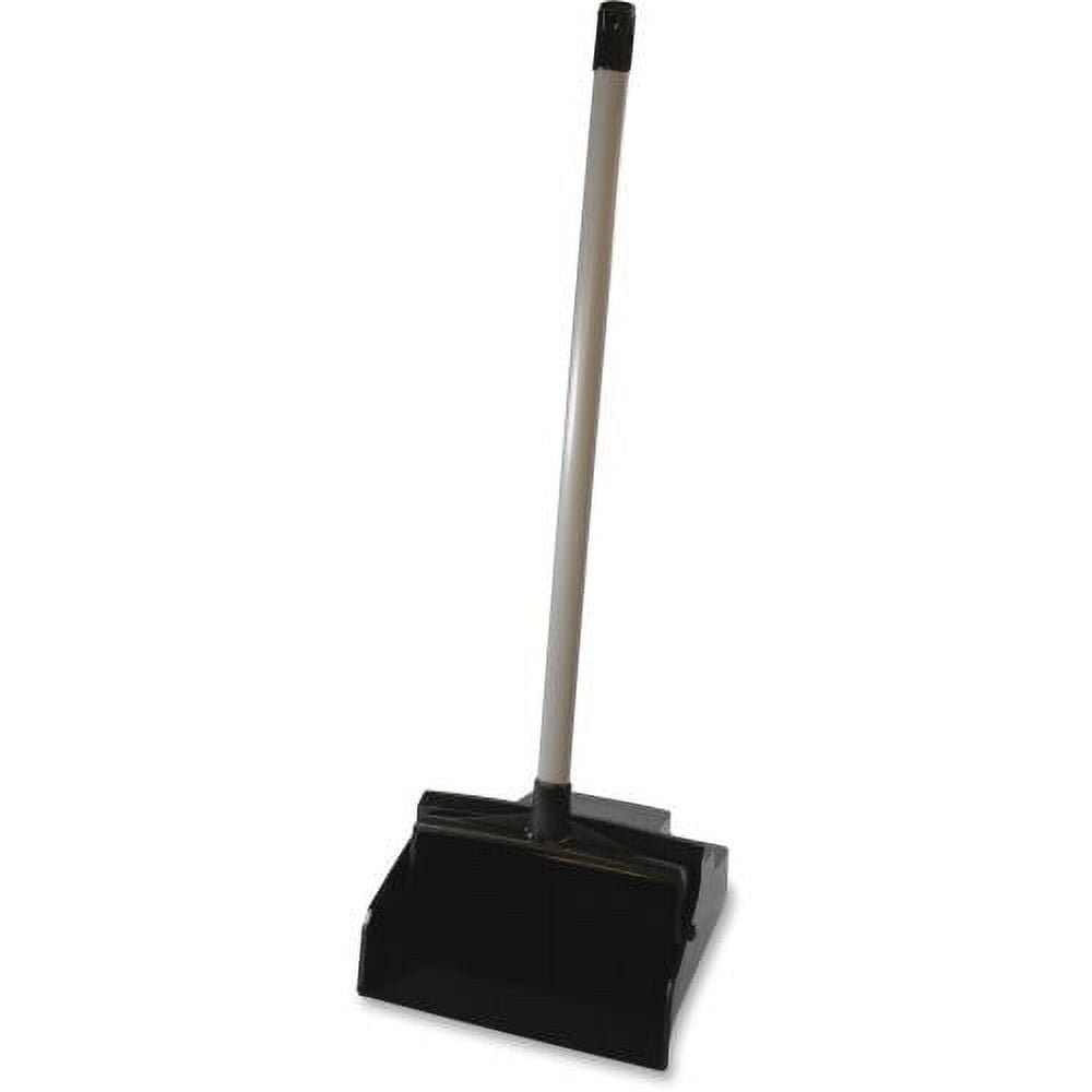Genuine Joe Lobby Dust Pan 12" Wide - 30" Handle - Plastic - Black - 1 Each