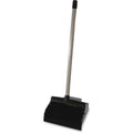 Genuine Joe Lobby Dust Pan 12" Wide - 30" Handle - Plastic - Black - 1 Each