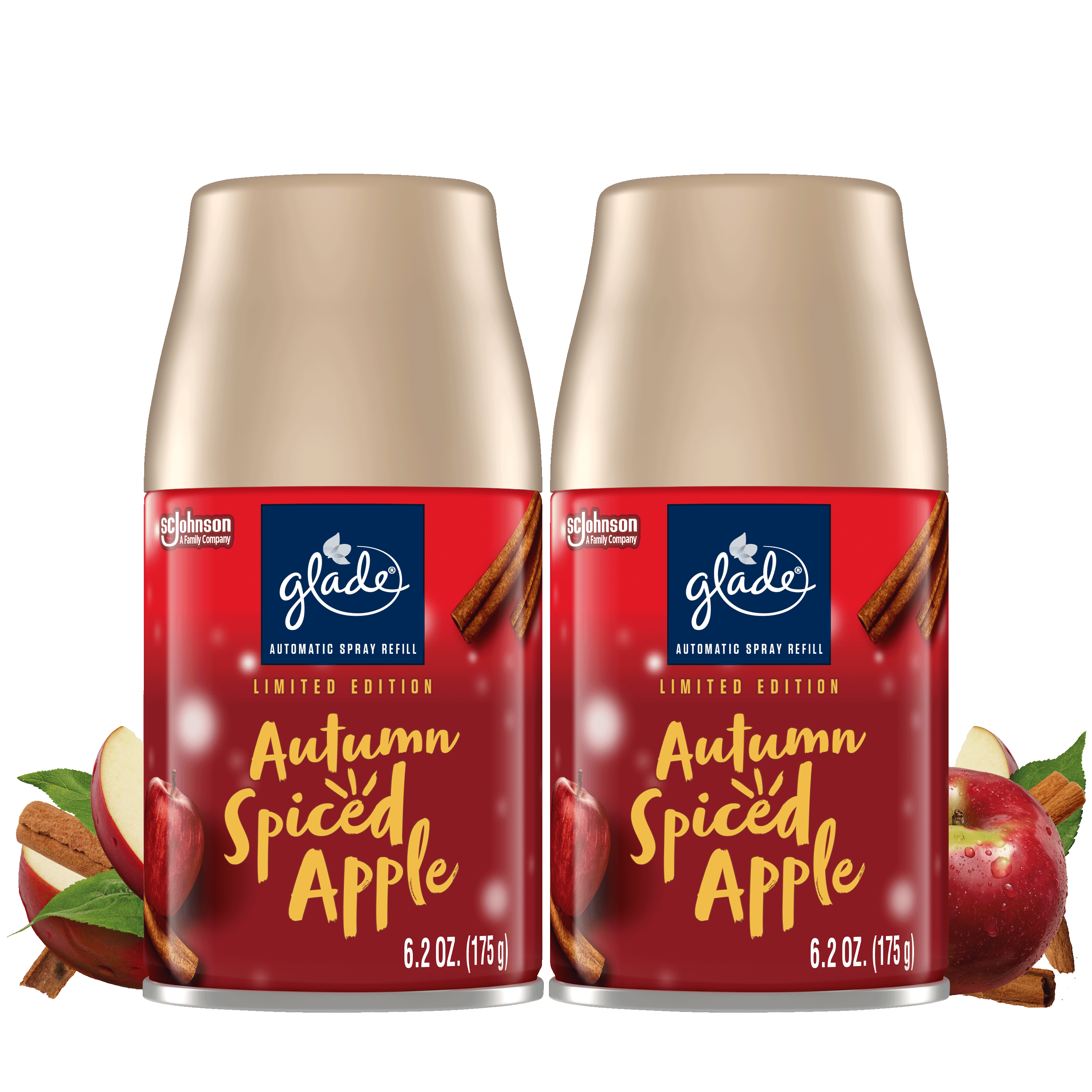 Glade Automatic Spray Refill, Air Freshener, Autumn Spiced Apple, 2 Refills, 6.2 oz Each