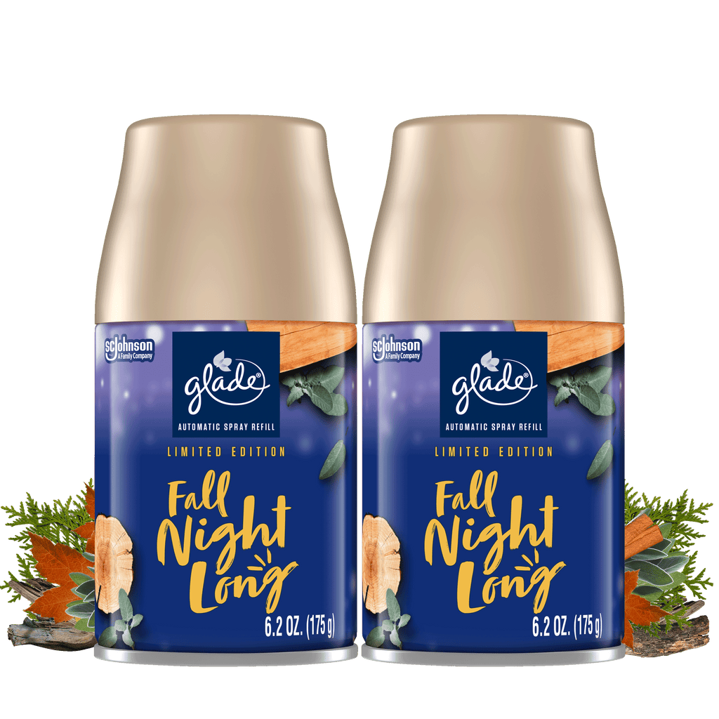 Glade Automatic Spray Refill, Air Freshener, Fall Night Long, 2 x 6.2 oz