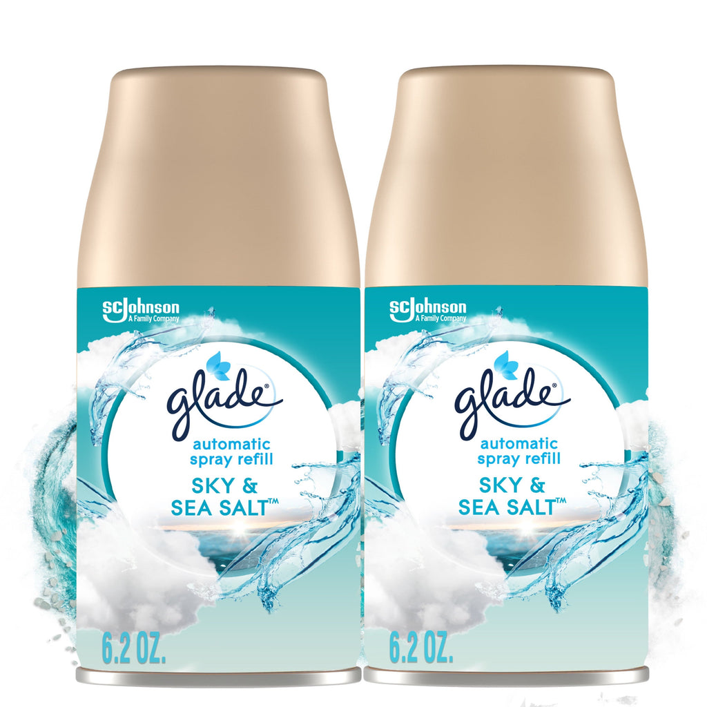 Glade Automatic Spray Refills, Air Freshener, Sky & Sea Salt, 6.2 Oz Each, Pack of 2