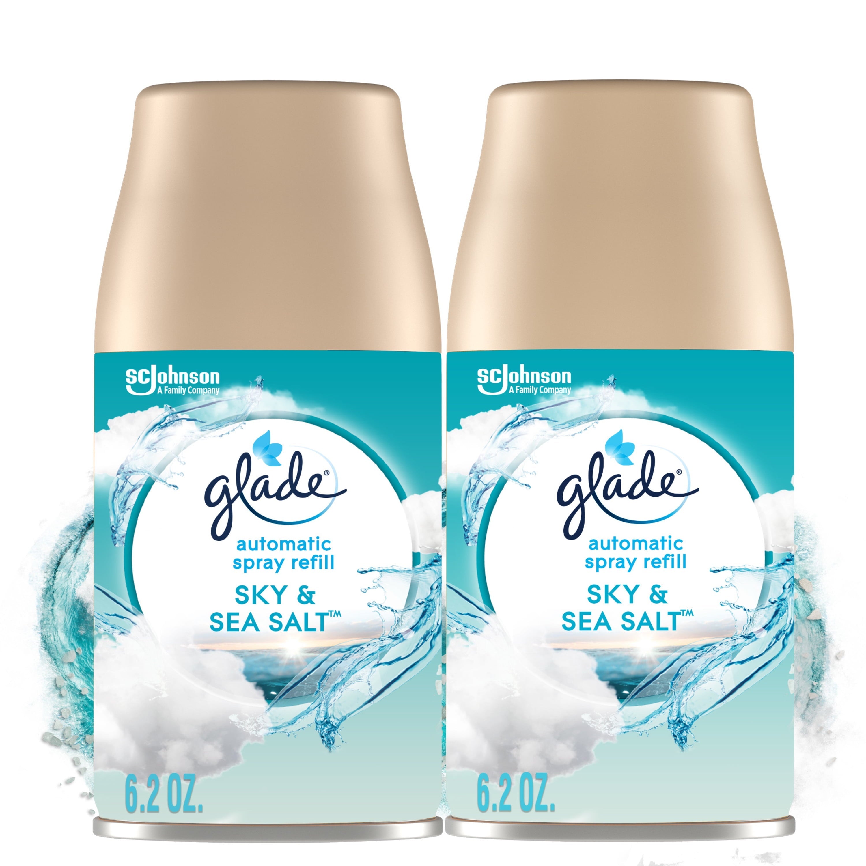 Glade Automatic Spray Refills, Air Freshener, Sky & Sea Salt, 6.2 Oz Each, Pack of 2