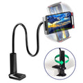 Gooseneck Phone Clip Mount Holder Clamp Stand for Bed Desk Adjustable Flexible Compatible with Android iPhone iPad, Width Up to 7.5", Black