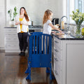 Guidecraft Contemporary Kitchen Helper® Stool - Royal Navy: Folding Toddler Safety Tower with 2 Keepers and Non-Slip Mat, Adjustable Height Step Stool for Little Helpers, Kids Learning Furniture