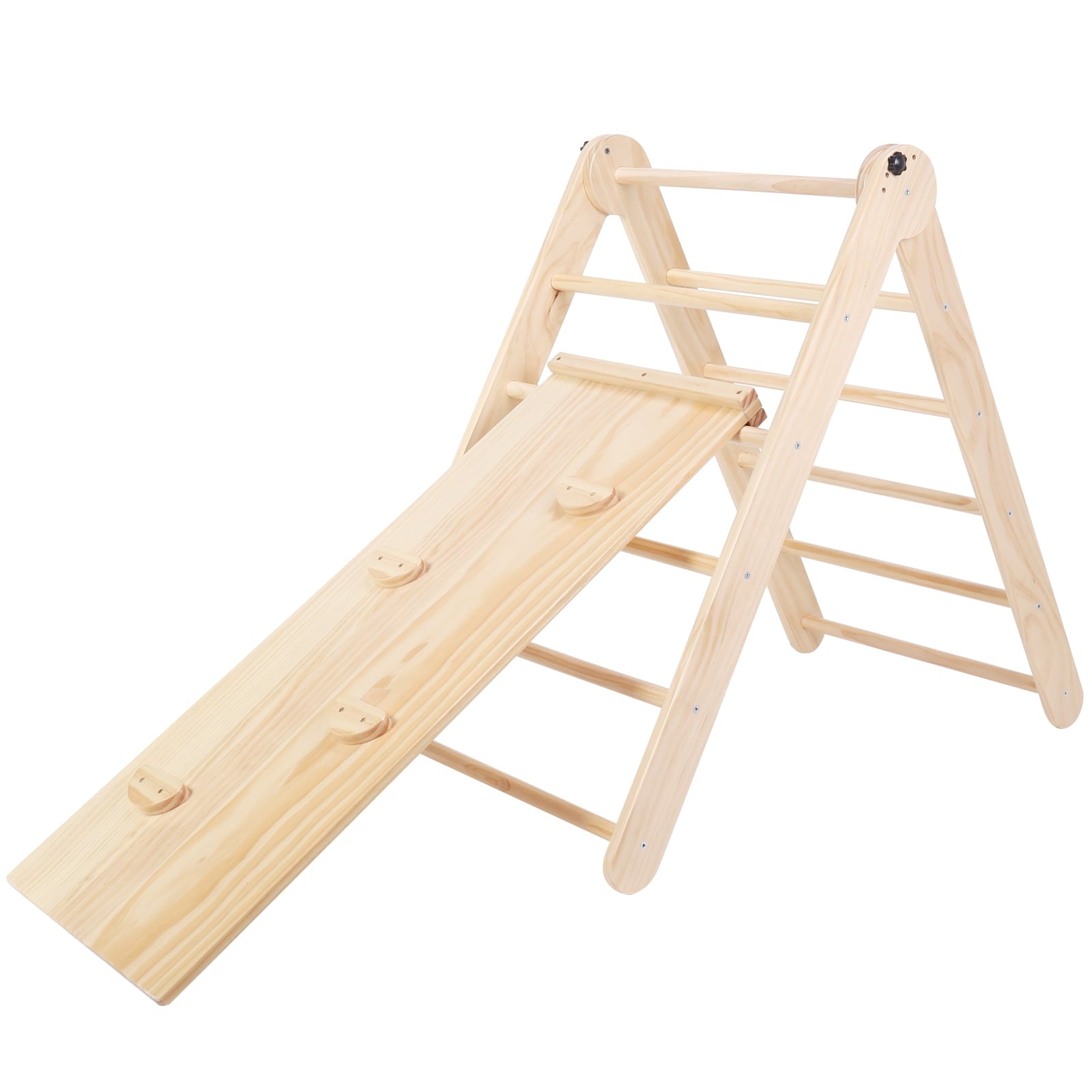 HARPPA Foldable Pikler Triangle 2-in-1 Climbing Triangle Arch with Ramp and Slide, Adjustable Angle Climbing Toys Indoor Playground Wooden Montessori Gym Set for Kids Toddlers 1-4 Years Old