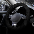 HCQXNSL Black Steering Wheel Cover Plush Steering Wheel Protector Soft Warm Car Covers Fashion Pure 38cm in Diameter for Men and Women
