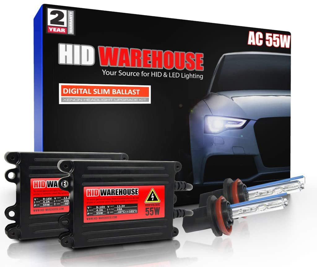 HID-Warehouse 55W AC Xenon Bundle with Slim AC Ballast 1 Pair - H11 5000K - 5K Bright White Xenon Bulbs 1 Pair