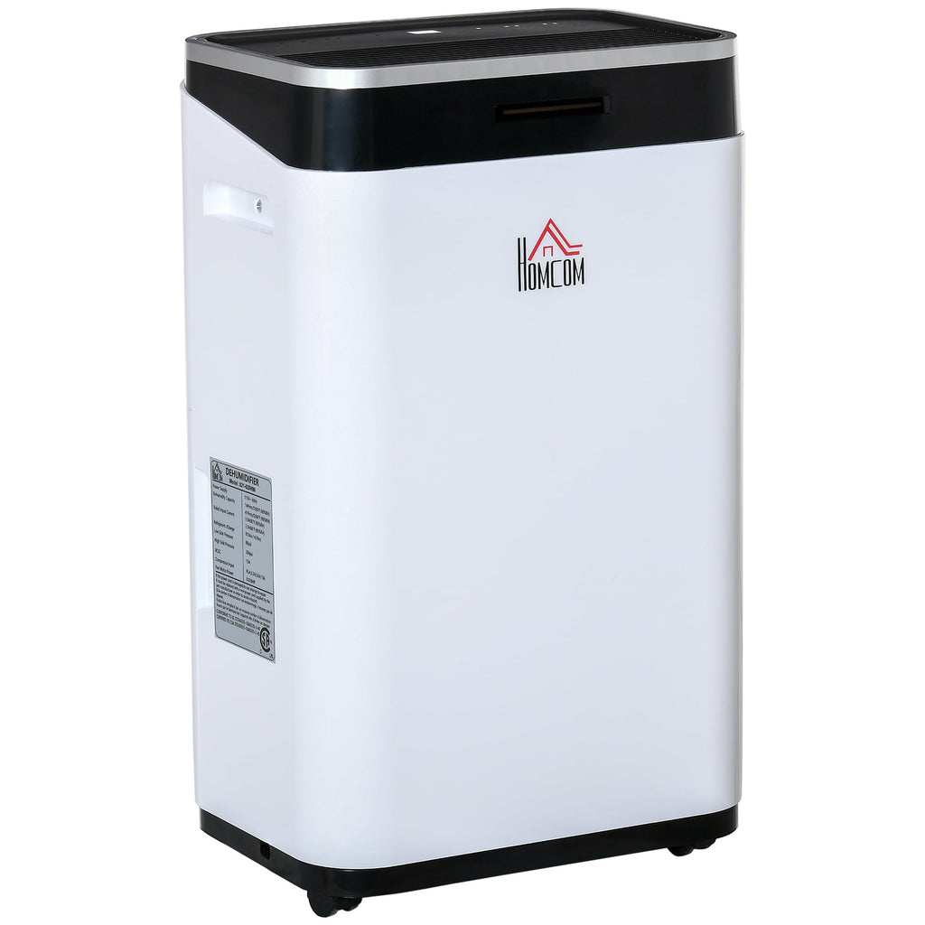 HOMCOM 2520 Sq. Ft Portable Electric Dehumidifier For Home, Bedroom or Basements with 14 Pint Tank, 2 Speeds and 3 Modes, 42 pt/Day, White