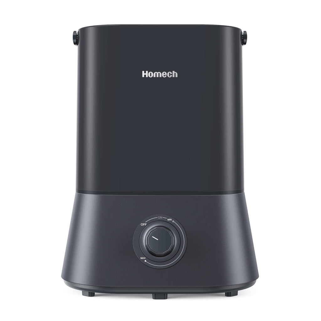 HOMECH Quiet Ultrasonic Cool Mist Humidifier(4L, 1.06 Gallon) 12-60 Hours, 360° Nozzle, Waterless Tank Removal Auto Shut-off (Black)