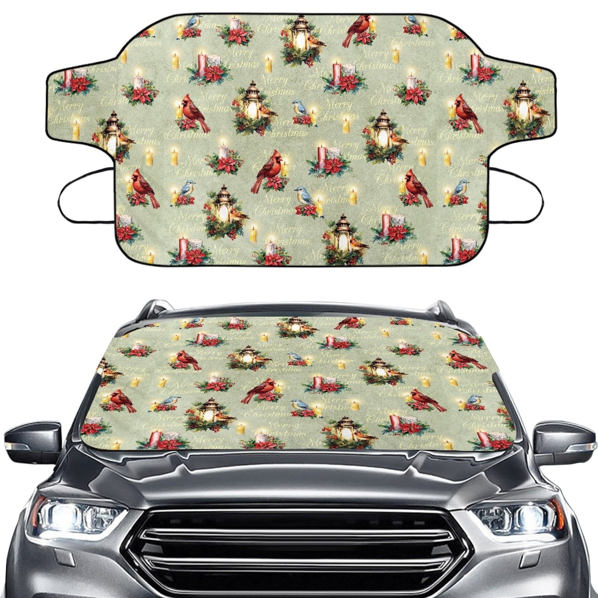 HOTYD Christmas Car Windshield Snow Covers Aluminum Film Material Waterproof Corrosion-Resistant Trucks SUVs Auto Vehicl 55.9x37.7 inches