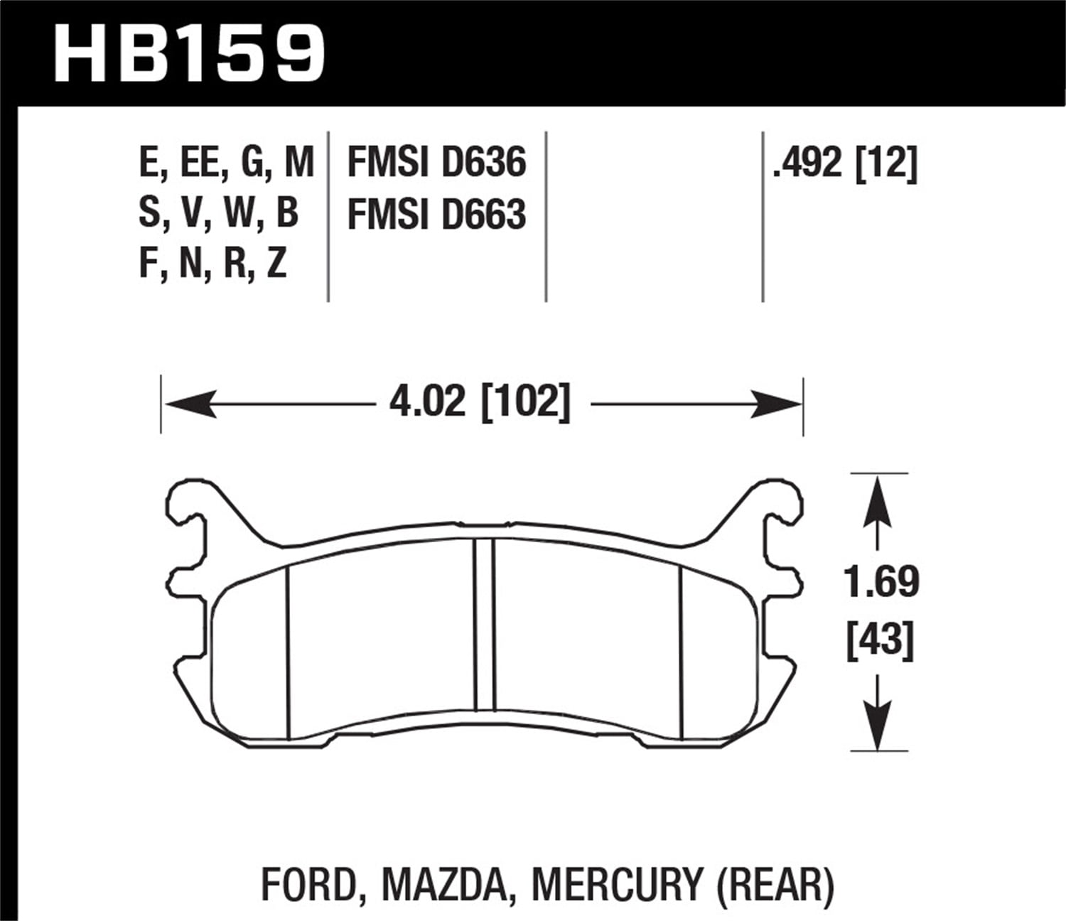 Hawk Performance HB159E.492 Blue 9012 Disc Brake Pad Fits select: 1999-2003 MAZDA MX-5 MIATA, 1997-2003 FORD ESCORT
