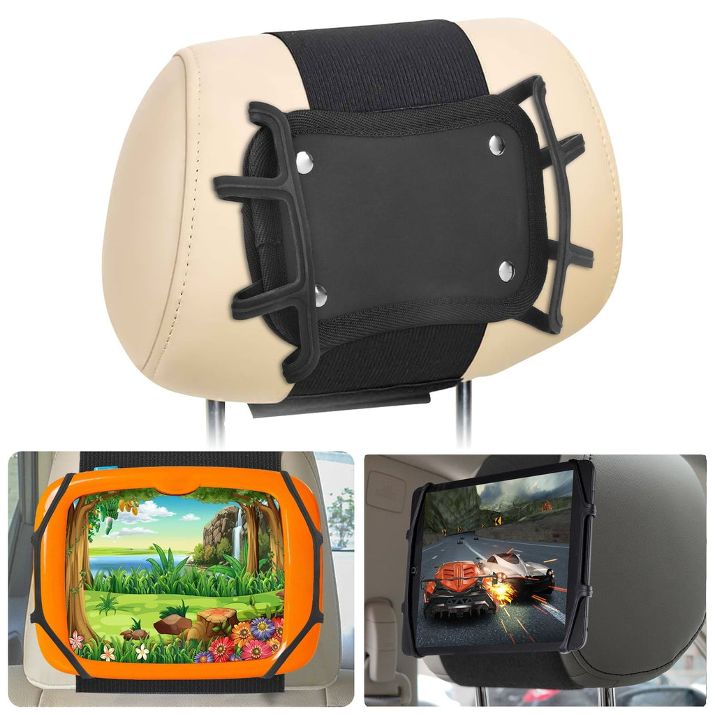 Headrest Mount Tablet Holder for Car, TSV Universal Silicone Holder for Kids Tablet Stand, Angle-Adjustable Car Seat Head Rest Holder Fits for 7-10.5'' iPad Mini Air Pro Nintendo Switch