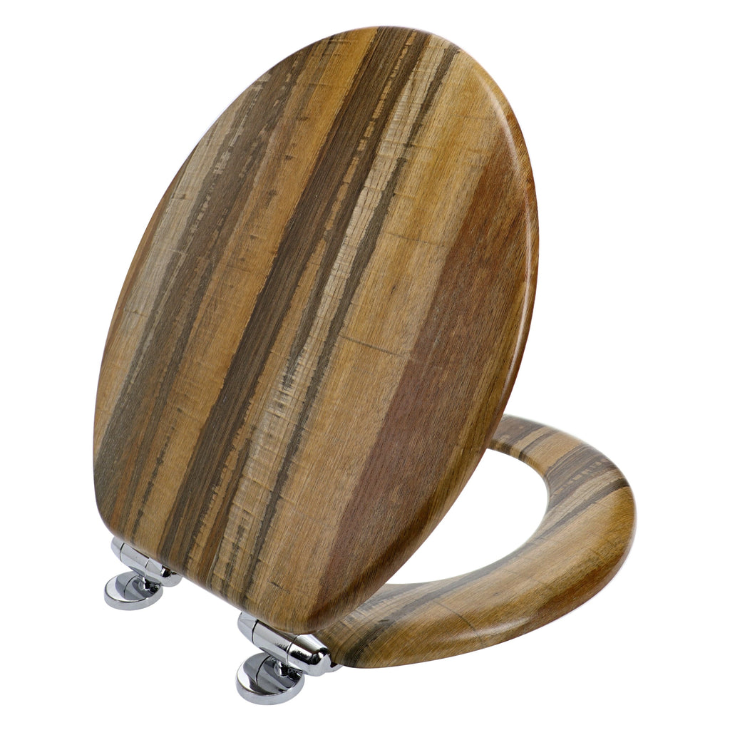 Home Solutions Round Distressed Wood Decorative Toilet Seat