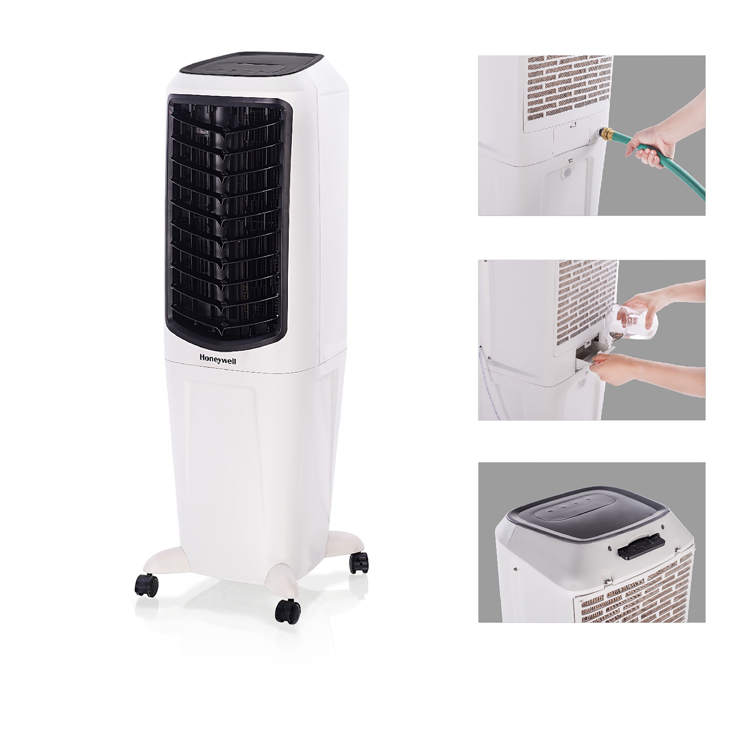 Honeywell Quiet, Low Energy, Compact Spot Fan & Humidifier, White Indoor Portable Evaporative Cooler