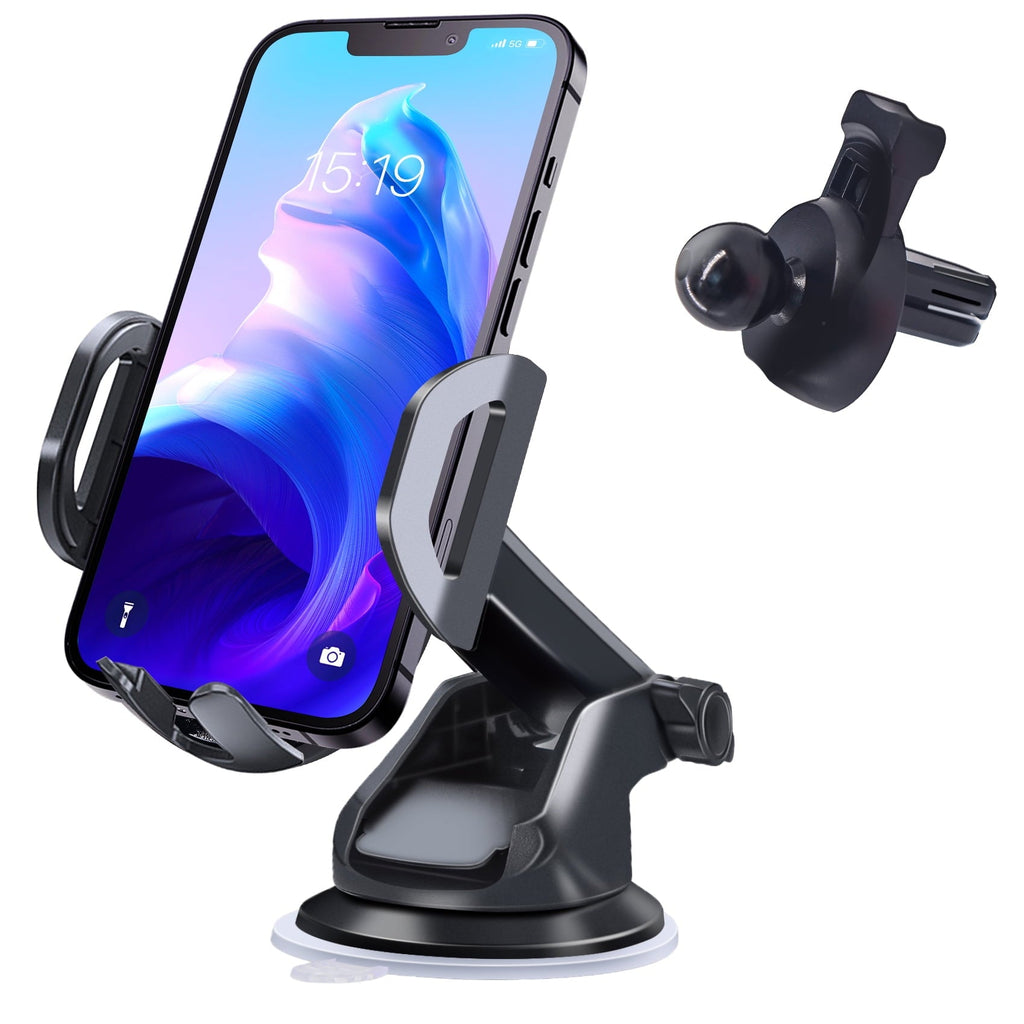 Huryfox Car Phone Holder Universal Mobile Mount for Vehicle, Smartphone Stand on Dashboard, Windshield, Vent, Automobile Cradle Compatible with iPhone, Android Phone