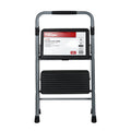 Hyper Tough Gray & Black 2-Step Steel Large Platform & Foldable Step Stool – Holds up to 225 Pounds