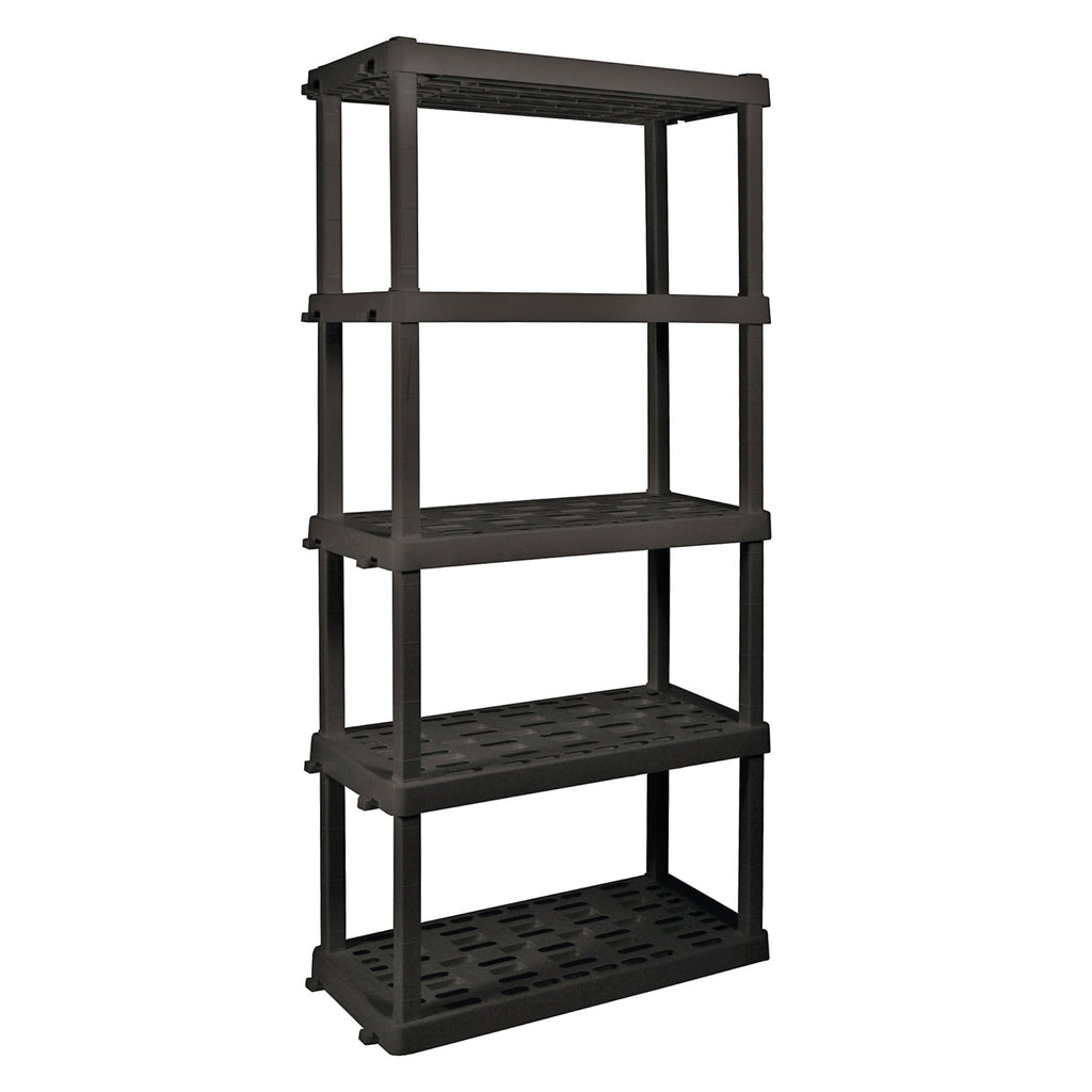 Hyper Tough Large 5-Tier Shelving Unit, W36 x D18 x H74" Interlocking Multipurpose Organizer, Black