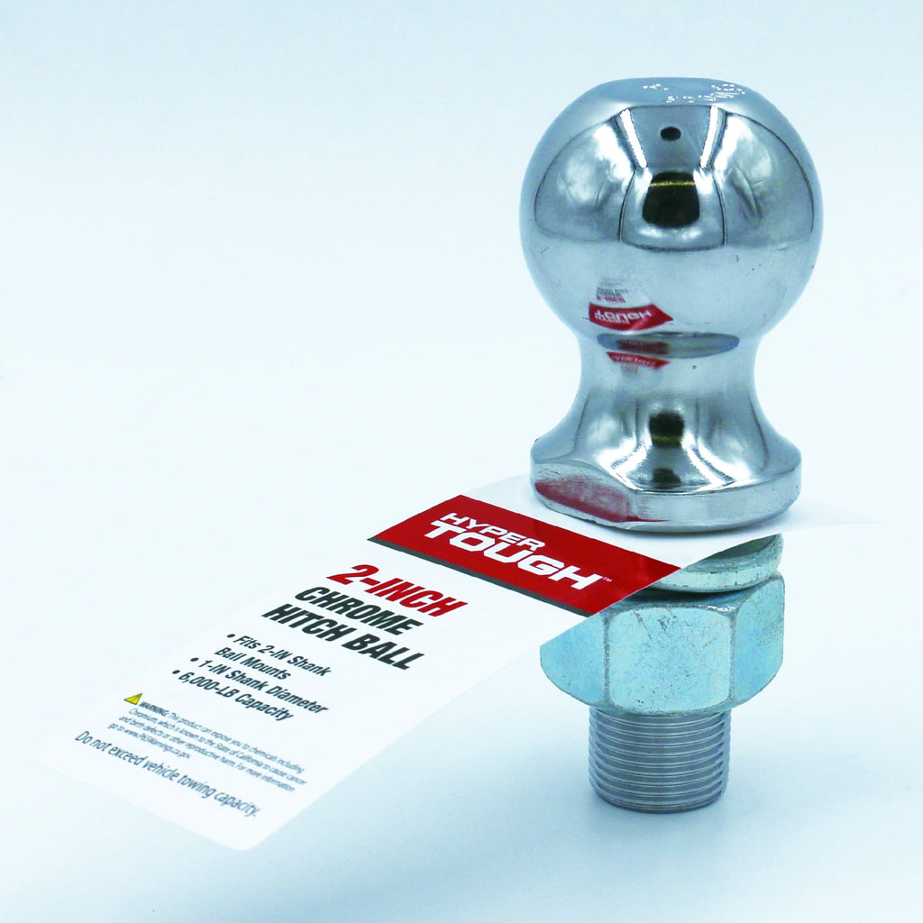 HyperTough 2 inch Chrome Hitch Ball, 6000 lbs GTW
