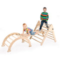 IKER Pikler Triangle Set, 4-in-1 Foldable Triangle Ladder, Montessori Climbing Toys, Rock Climbing Ramp, Set Arch Climber, Rocker, Indoor Outdoor Playground Climbing Toys for Toddlers (Natural)