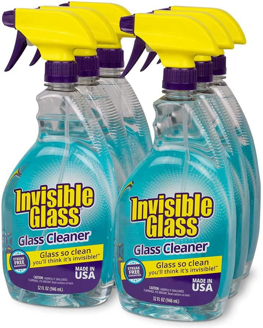 Invisible Glass 92194-6PK 32-Ounce Cleaner and Window Spray for Home and Auto for a Streak-Free Shine Film-Free Glass Cleaner and Safe for Tinted and Non-Tinted Windows and Windshield Film Remover