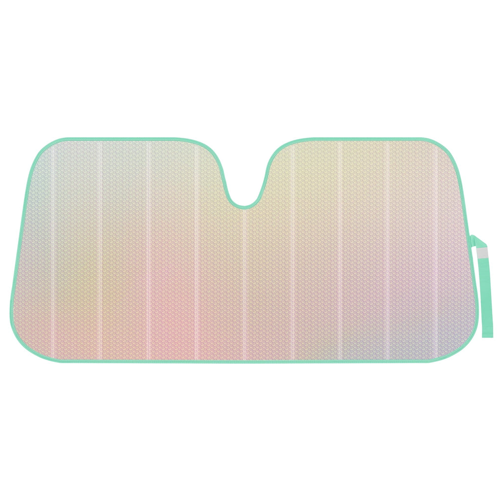 Iridescent Matte White Front Windshield Sunshade-Accordion Folding Shade-Blocks UV Rays- 58 x 27"in