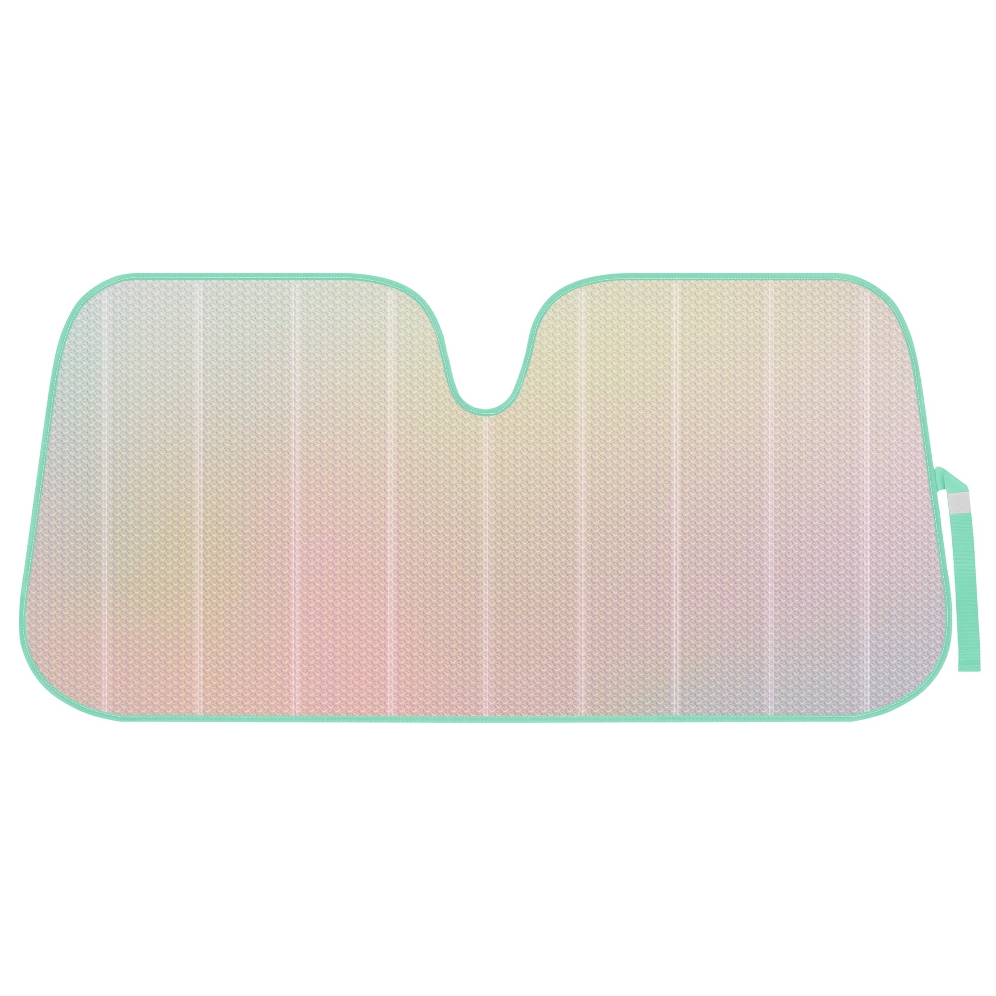 Iridescent Matte White Front Windshield Sunshade-Accordion Folding Shade-Blocks UV Rays- 58 x 27"in