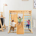 JOYMOR Indoor 7-in-1 Kids Climb Playset, Toddler Wooden Climber Gym Playground