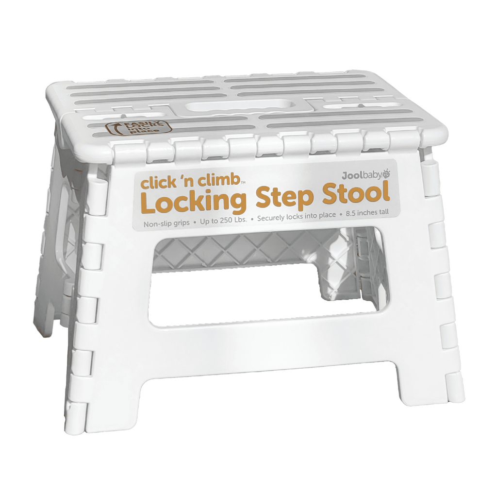 Jool Baby Click 'N Climb Locking Step Stool, Non-Slip, Carry Handle - White