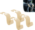 Jusdreen Car Seat Headrest Hook 4 Pack Hanger Storage Organizer Universal for Handbag Purse Coat Universal Fit Vehicle Car- Beige