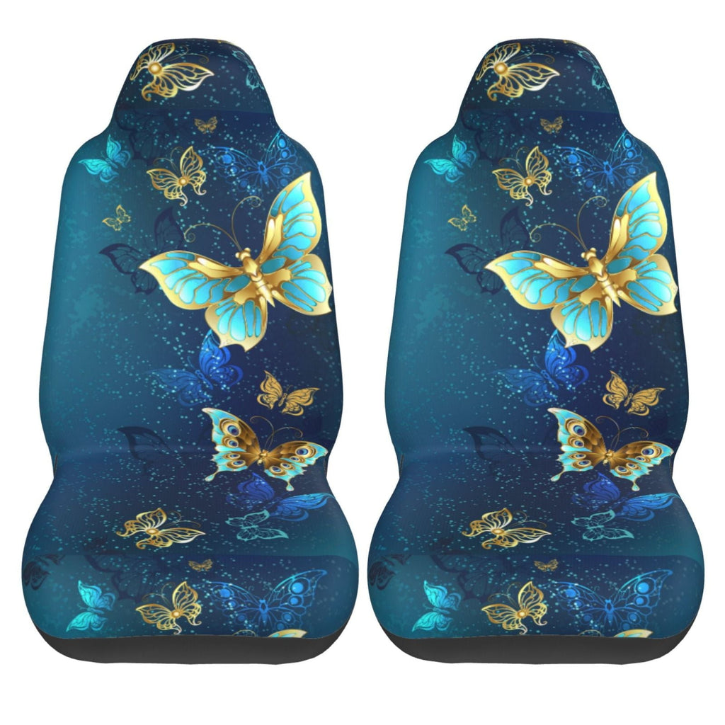 KAKALAD Blue butterfly Car Seat Covers Set Vehicle Front Seats Protector 2 Pcs