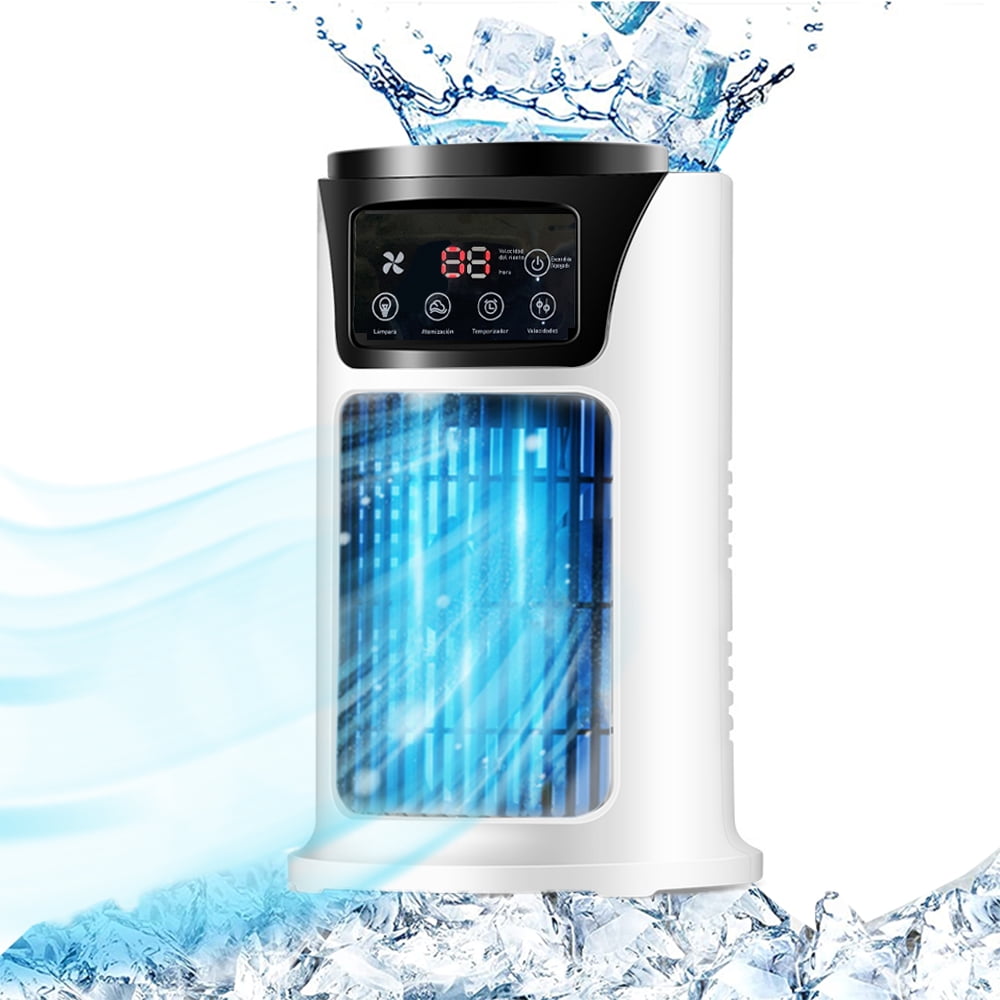 KIZOCAY Portable air conditioner with 6 air speeds, 60° & 120° automatic oscillating evaporative air conditioning fan, quite air cooler humidifier, suitable for home office outdoor, white
